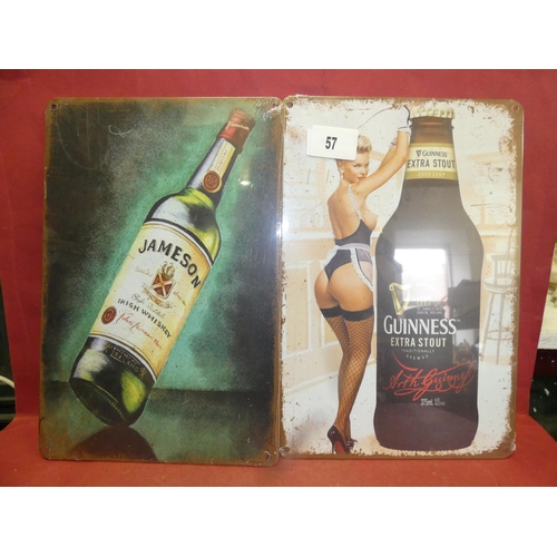 57 - JAMESON AND GUINNESS TIN SIGNS