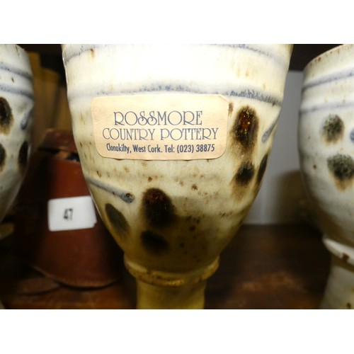 48 - ROSSMORE COUNTRY POTTERY- 4 VINTAGE WINE GOBLETS