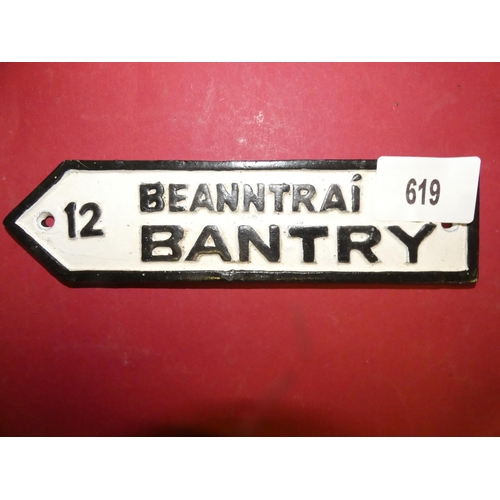 619 - CAST IRON BANTRY SIGN