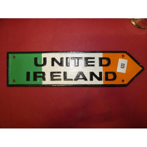 620 - CAST IRON UNITED IRELAND SIGN