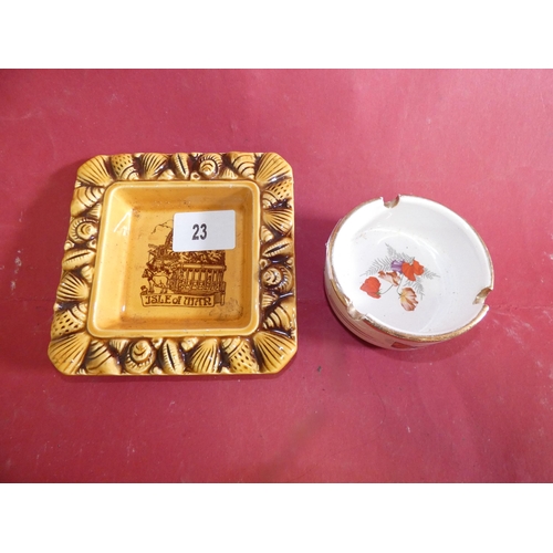 23 - DECORATIVE ASHTRAY AND 1 STAMPED GREECE 24 K.GOLD ASHTRAY