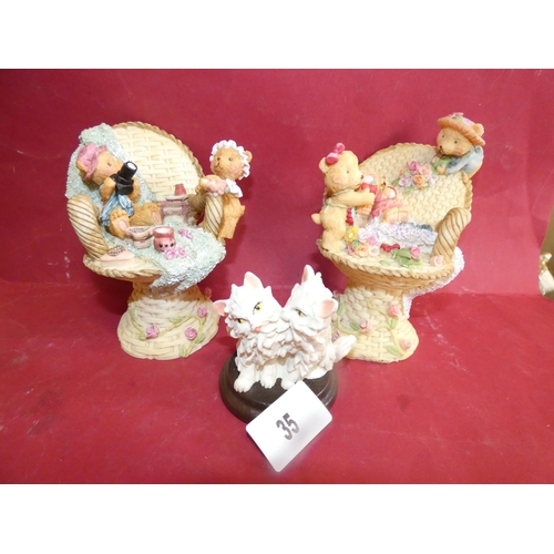 35 - 2 MICHELANGELO FIGURINES AND TAIWAN DOGS