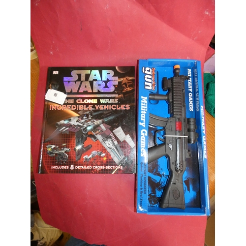 96 - STAR WARS BOOK AND MILITARY GUN