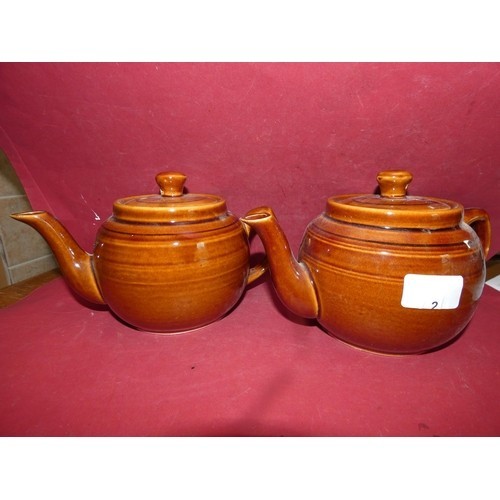 2 - 2 NEW BROWN TEA POTS