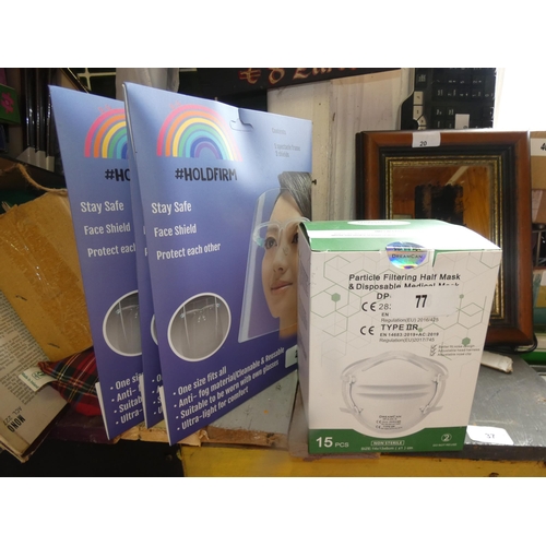 21 - 15 PCS. OF MEDICAL MASKS AND FACE SHIELD