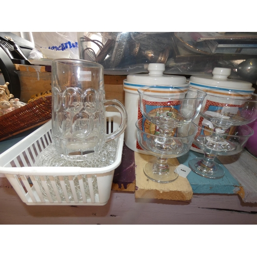 5 - 4 NEW PEDESTAL GLASSES AND QTY OF MARBLES