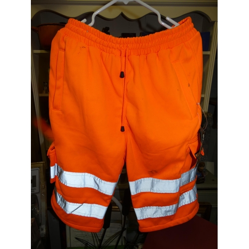 37 - NEW ORANGE HIGH VISIBILITY SHORTS-SIZE S-M