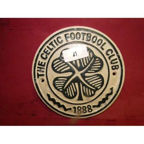 21 - THE CELTIC FOOTBALL CAST IRON SIGN