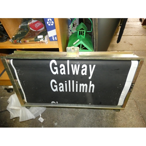 37 - OLD REVOLVING SIGN FROM FRONT OF DUB/ GALWAY TRAIN  WITH LARGE NO. OF STOPS