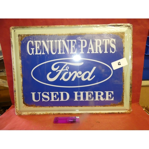 42 - FORD  ENAMILIZED TIN SIGN