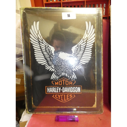 56 - LARGE HARLEY DAVIDSON  TIN SIGN