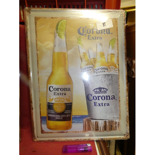 57 - LARGE CORONA TIN SIGN