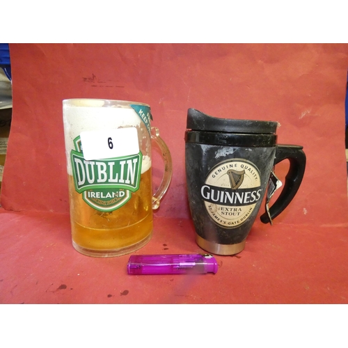 6 - DUBLIN BEER PLASTIC MUG AND GUINNESS THERMO MUG