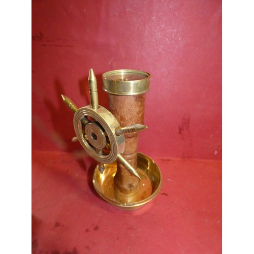 50 - BRASS CAPTAINS WHELL  COMPASS