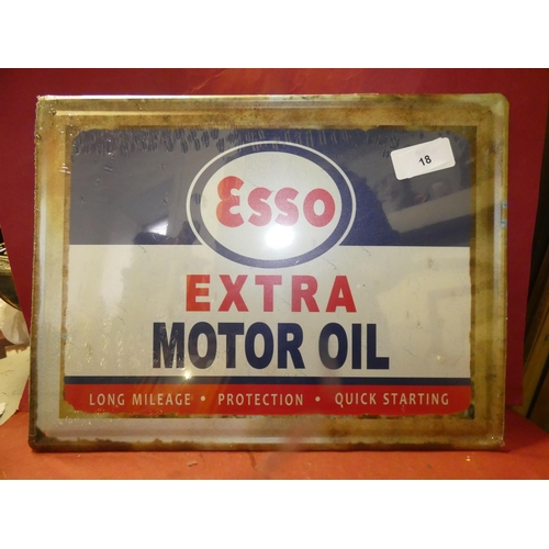 18 - LARGE ENAMILIZED ESSO TIN SIGN