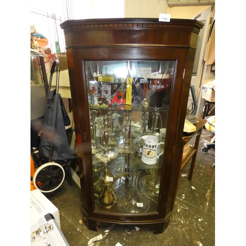 118 - VINTAGE MAHOGANY CORNER DISPLAY CABINET