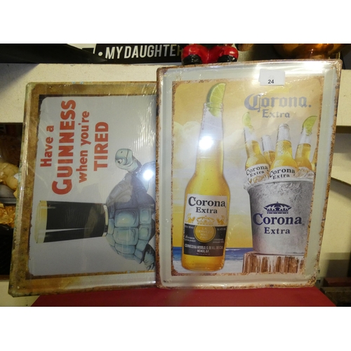 24 - 2 ENAMILIZED BEER SIGNS