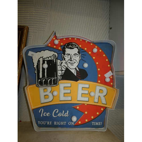 33 - LIGHT UP BEER SIGN