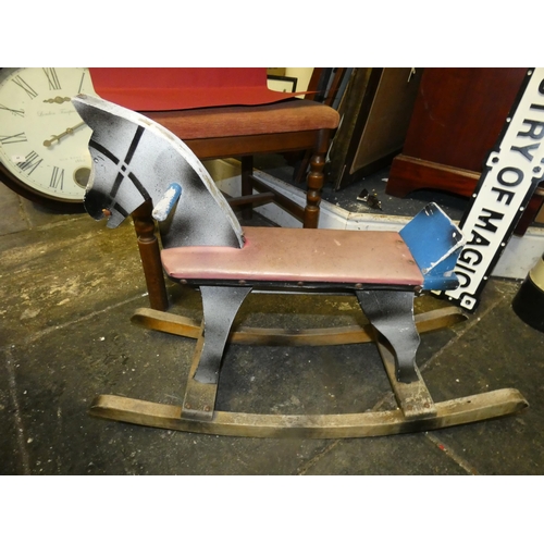 56 - ANTIQUE WOODEN ROCKING HORSE