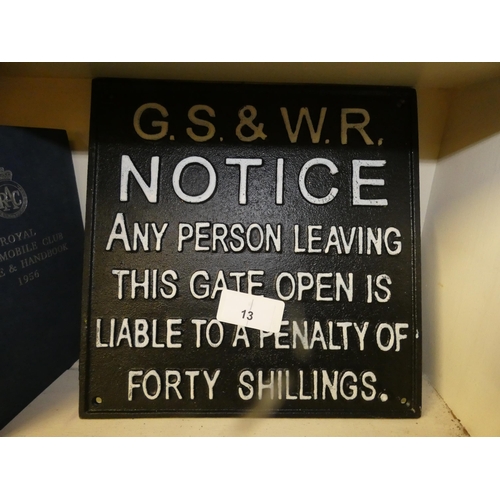 13 - OLD CAST RAILWAY  NOTICE FOR GALWAY SLIGO AND WESTERN RAILWAYS