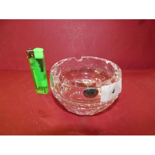 4 - OLD ASHTRAY STAMPED  CRYSTAL