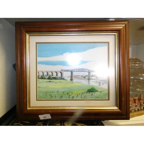 51 - FRAMED PAINTING OF DROGHEDA VIADUCT