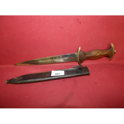 407 - OLD INSCRIBED GERMAN OFFICER'S DAGGER   2nd world war