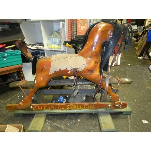 54 - VINTAGE HANDMADE CARVED WOODEN ROCKING HORSE