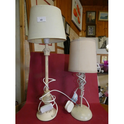 43 - 2 VINTAGE IVORY TABLE LAMPS