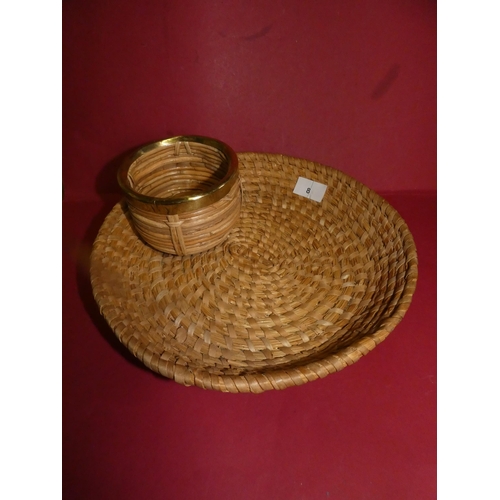 8 - WICKER TRAY AND JAR