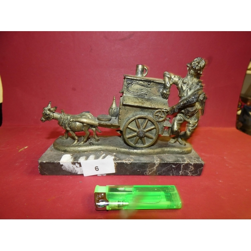 6 - ITALIAN CAST Peddler Cart with Donkey and Monkey figurine