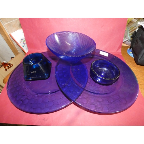 38 - 5 BLUE GLASS PIECES