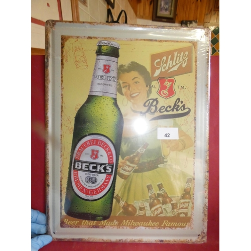 41 - BECK'S TIN SIGN