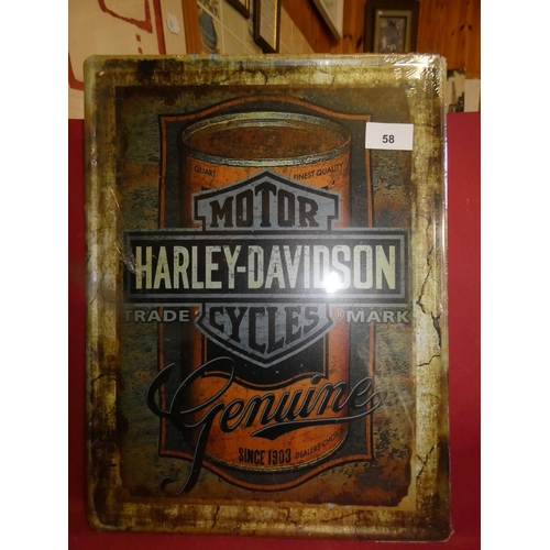 56 - HARLEY DAVIDSON TIN SIGN