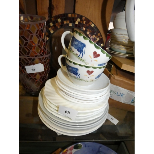 63 - QTY OF WHITE SAUCERS AND MUGS-AS SEEN