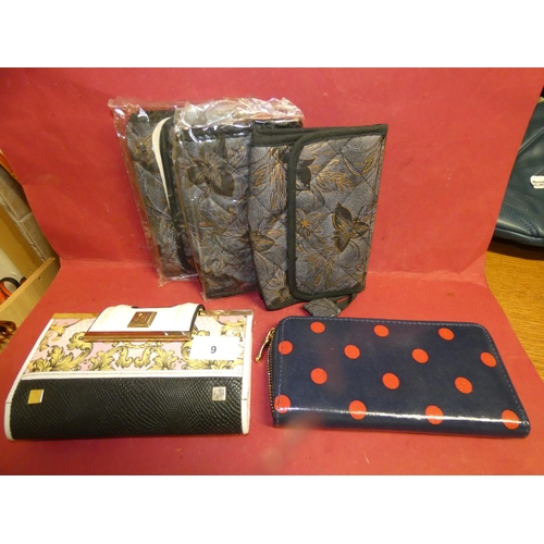 8 - 2 LADIES WALLETS AND 3 COSMETIC BAGS