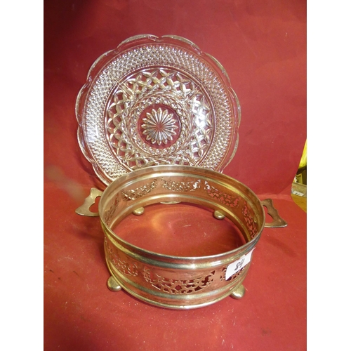 84 - GLASS PLATE AND SILVER TONE PIECES