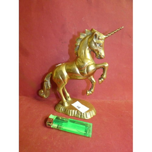 16 - VINTAGE BRASS UNICORN FIGURINE