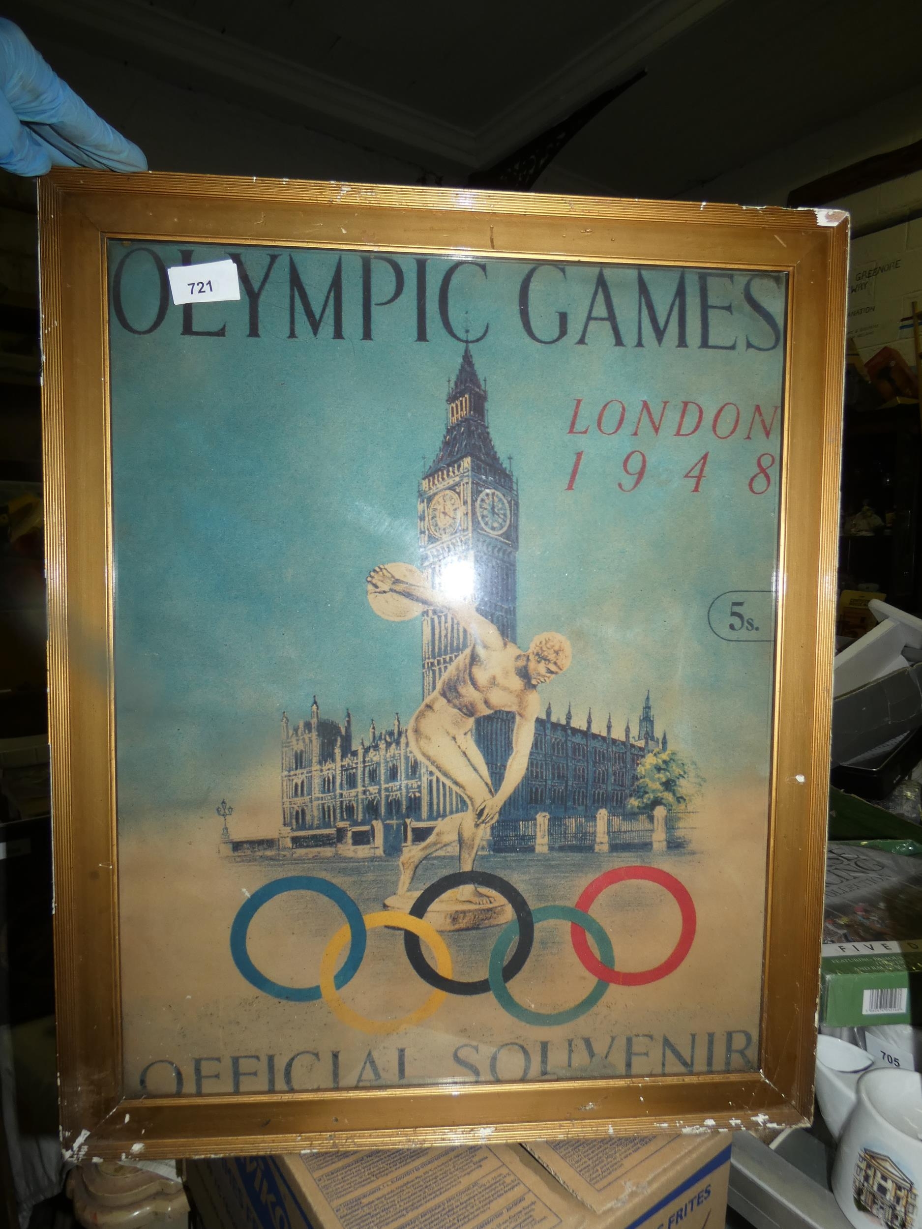 FRAMED OLYMPIC GAMES 1948 POSTER