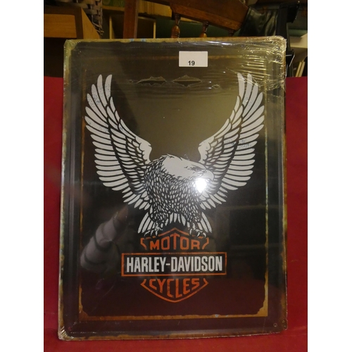 19 - HARLEY ENAMILIZED  TIN SIGN