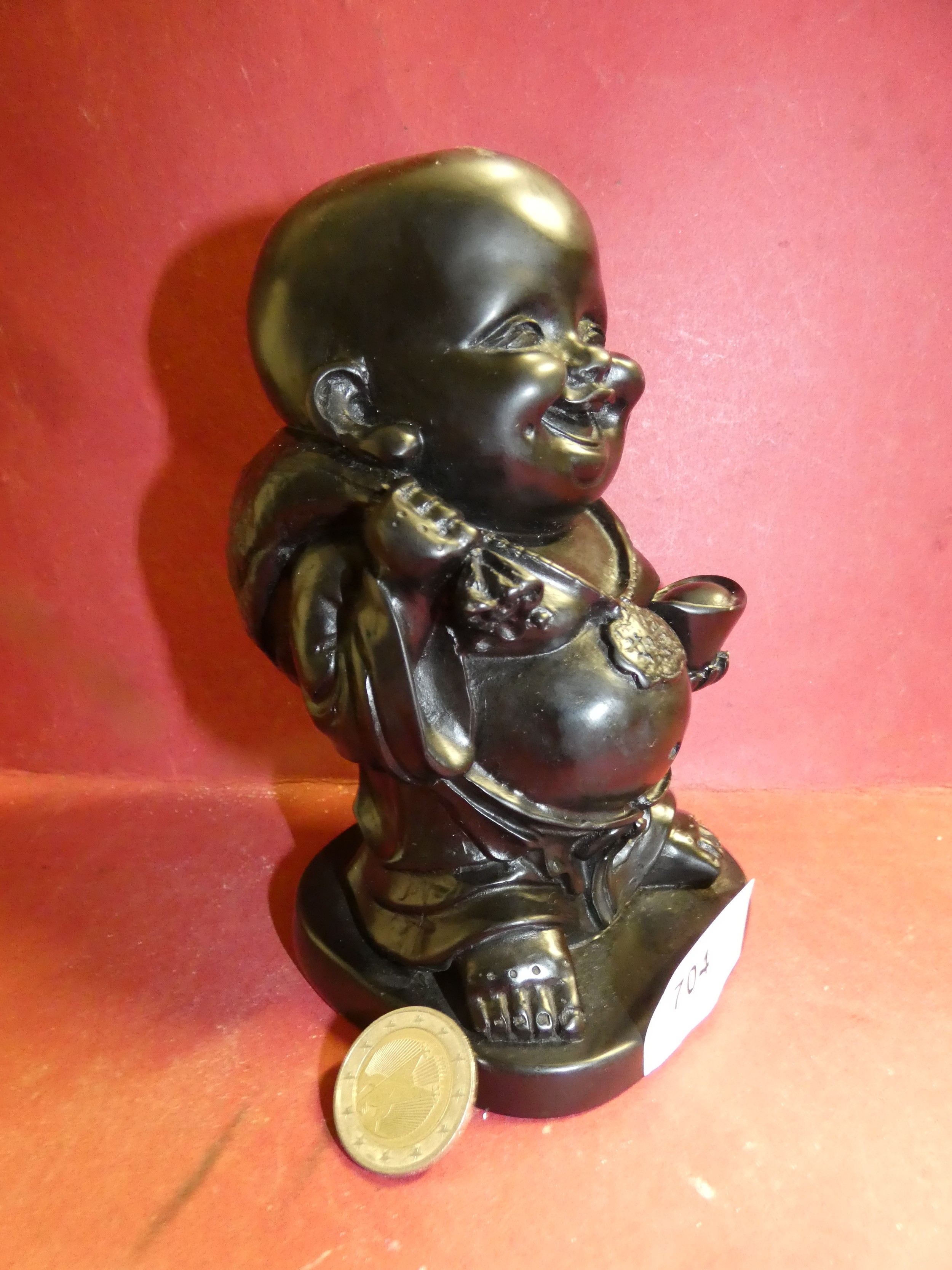 HAND CARVED SMILING BUDDHA