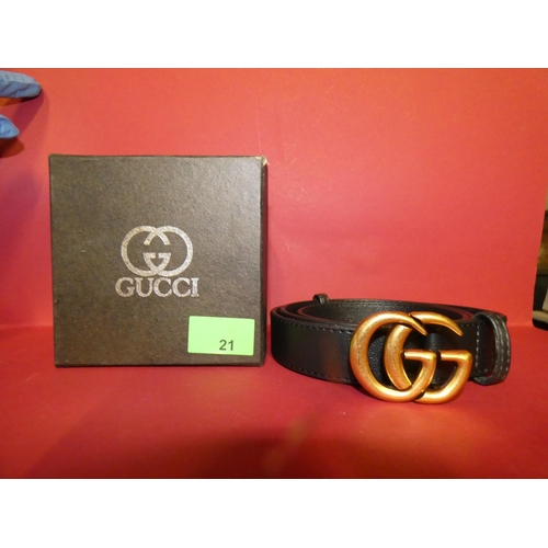 21 - BLACK GUCCI BELT IN ORIGINAL BOX