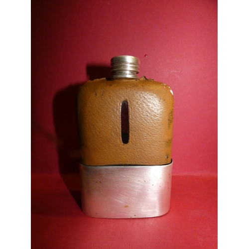 78 - VINTAGE LEATHER BOUND HIP FLASK