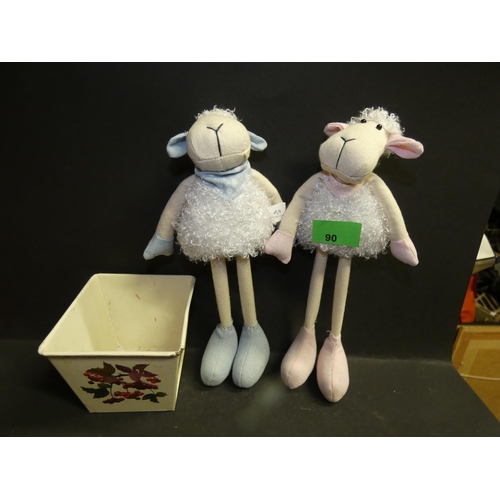 90 - 2 SOFTY STANDING SHEEP DECORATIONS