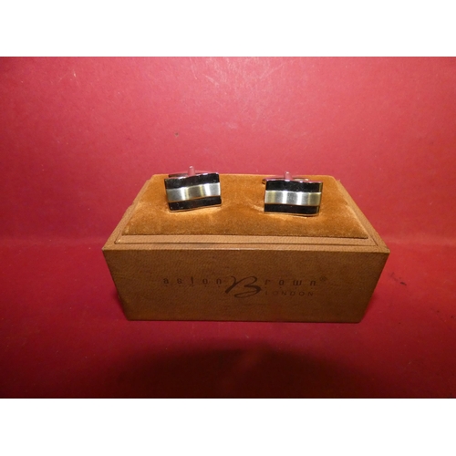 651 - PAIR OF ASLON BROWN CLASSIC CUFFLINKS