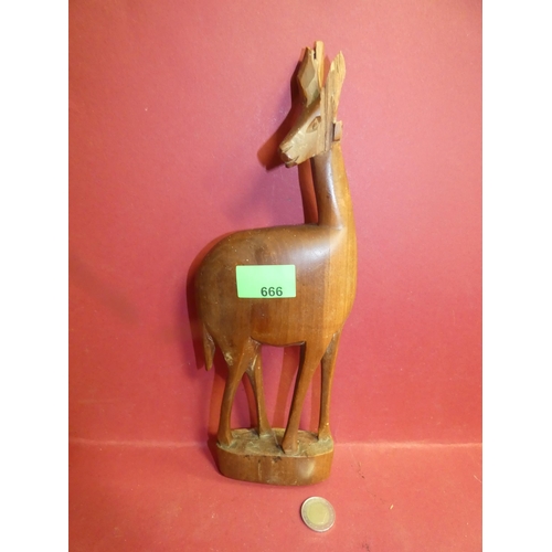 666 - HAND CARVED WOODEN ANTELOPE FIGURINE