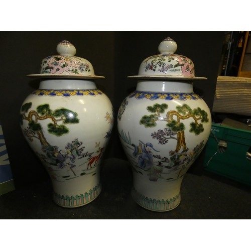 864 - PAIR OF LARGE PORCELAIN LATE KANGXI (1662-1722), QING DYNASTY VASES