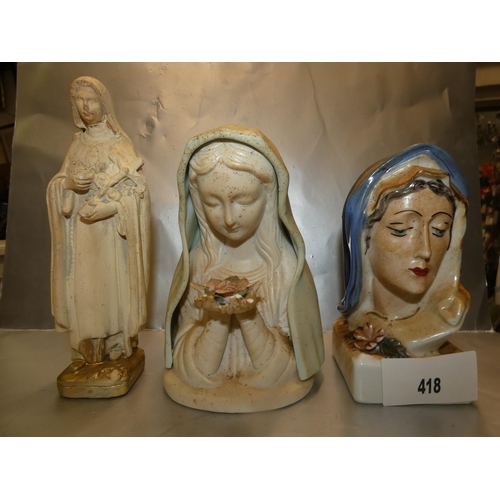 418 - 3 VINTAGE RELIGIOUS FIGURINES