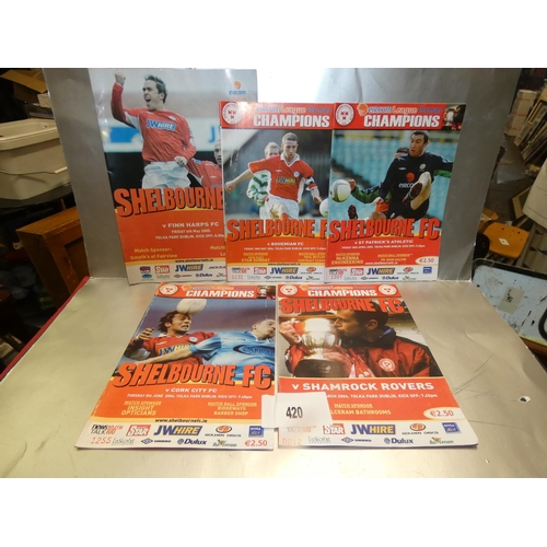 420 - 5 VINTAGE OFFICIAL SHELBOURNE PROGRAMMES