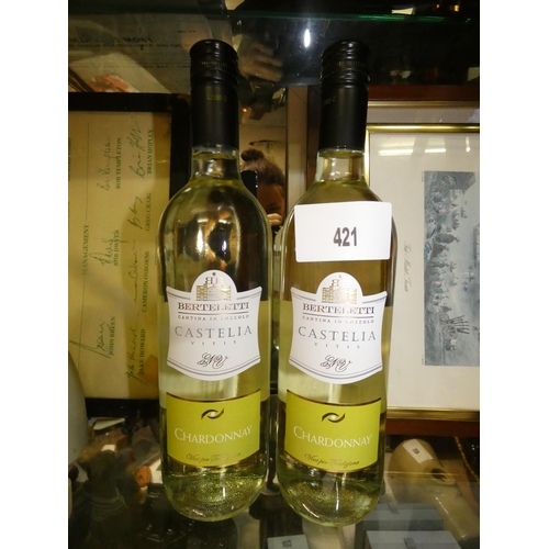 421 - 2 BOTTLES OF CHARDONNAY CASTELIA WINE